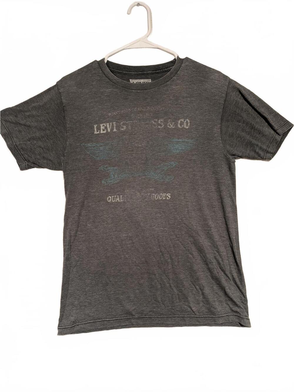 Levis Strauss & Co Gray Graphic T-Shirt Mens Small Soft Blend Logo Tee Casual